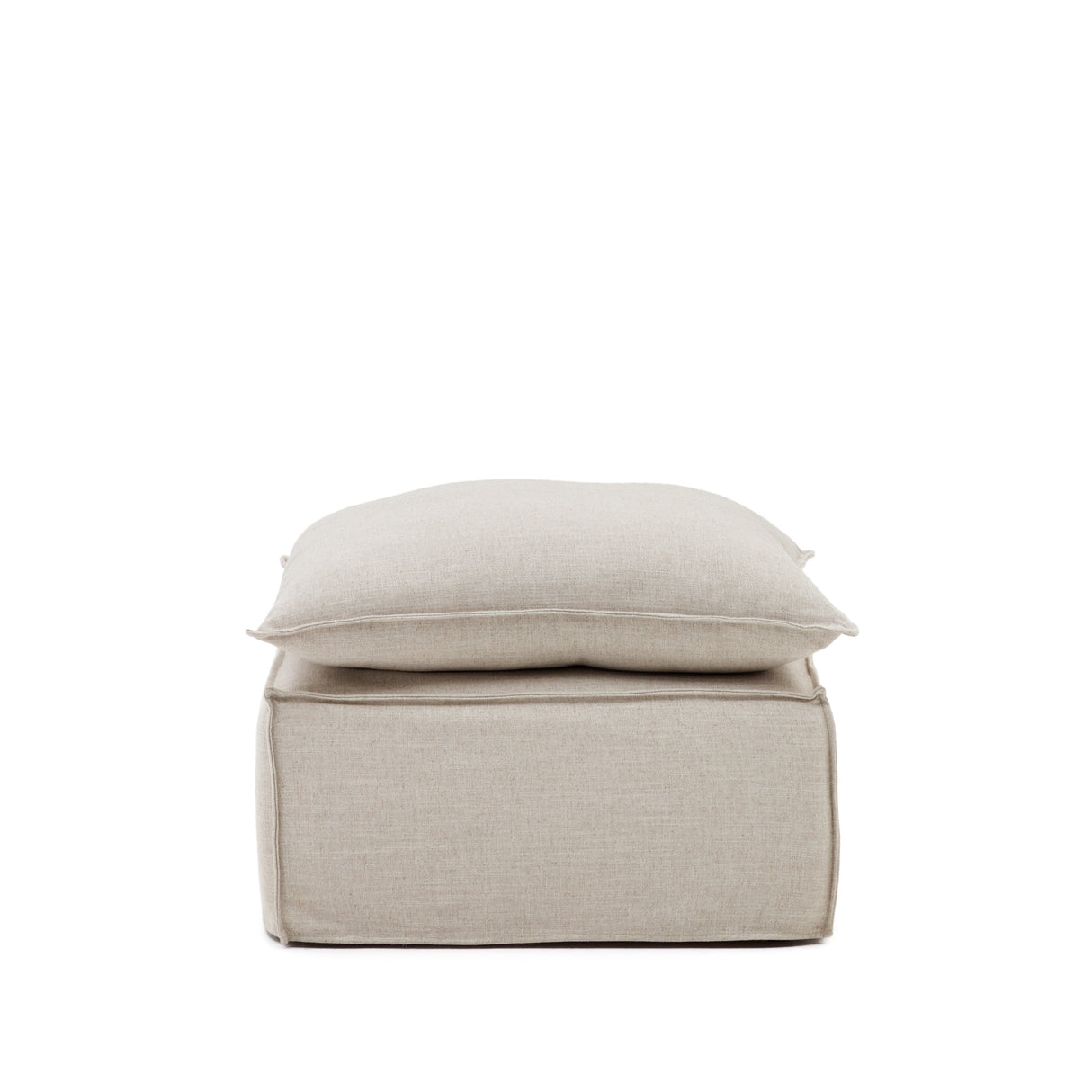 Anarela Pouf ,abnehmbarem Bezug und Kissen, Leinen Beige 80 x 80 cm - ZEN ZONE Furniture
