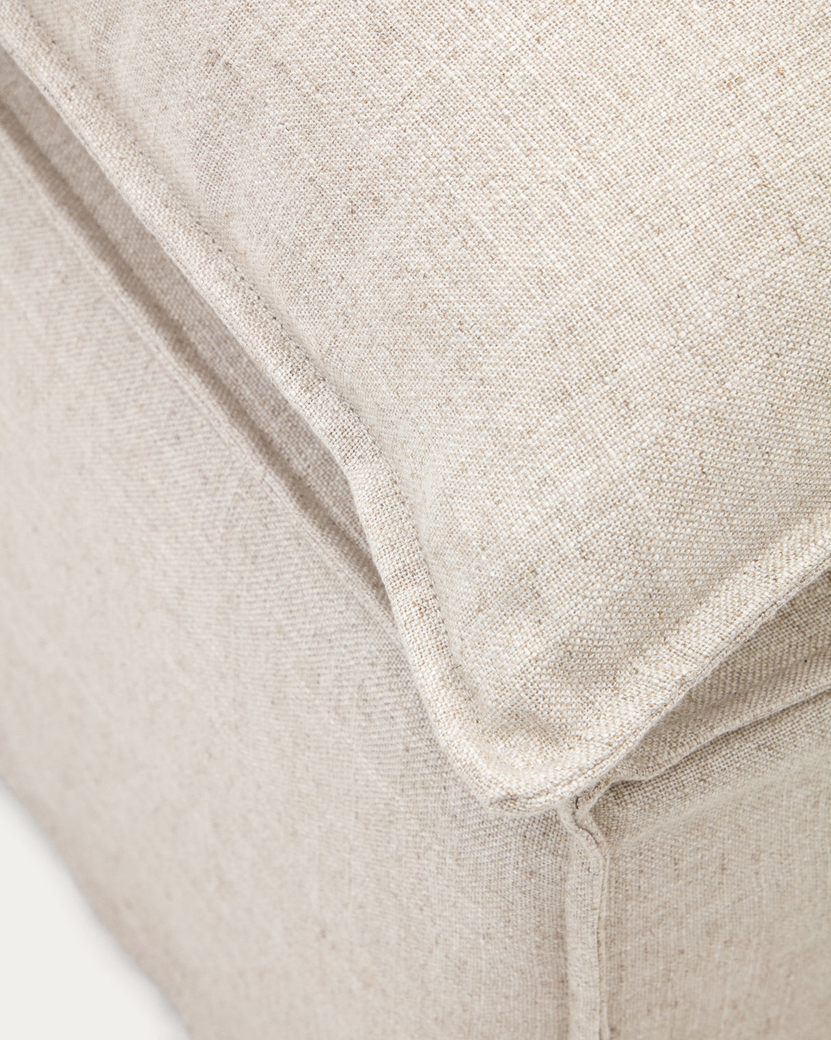 Anarela Pouf ,abnehmbarem Bezug und Kissen, Leinen Beige 80 x 80 cm - ZEN ZONE Furniture