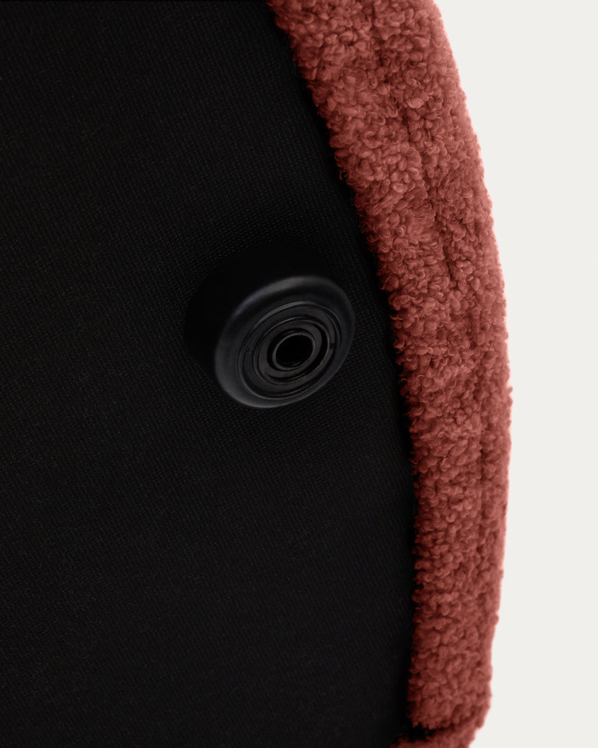 Fußhocker Kaeli mit abnehmbarem Bezug in terrakottafarbenem Bouclé Ø 43 cm - ZEN ZONE Furniture