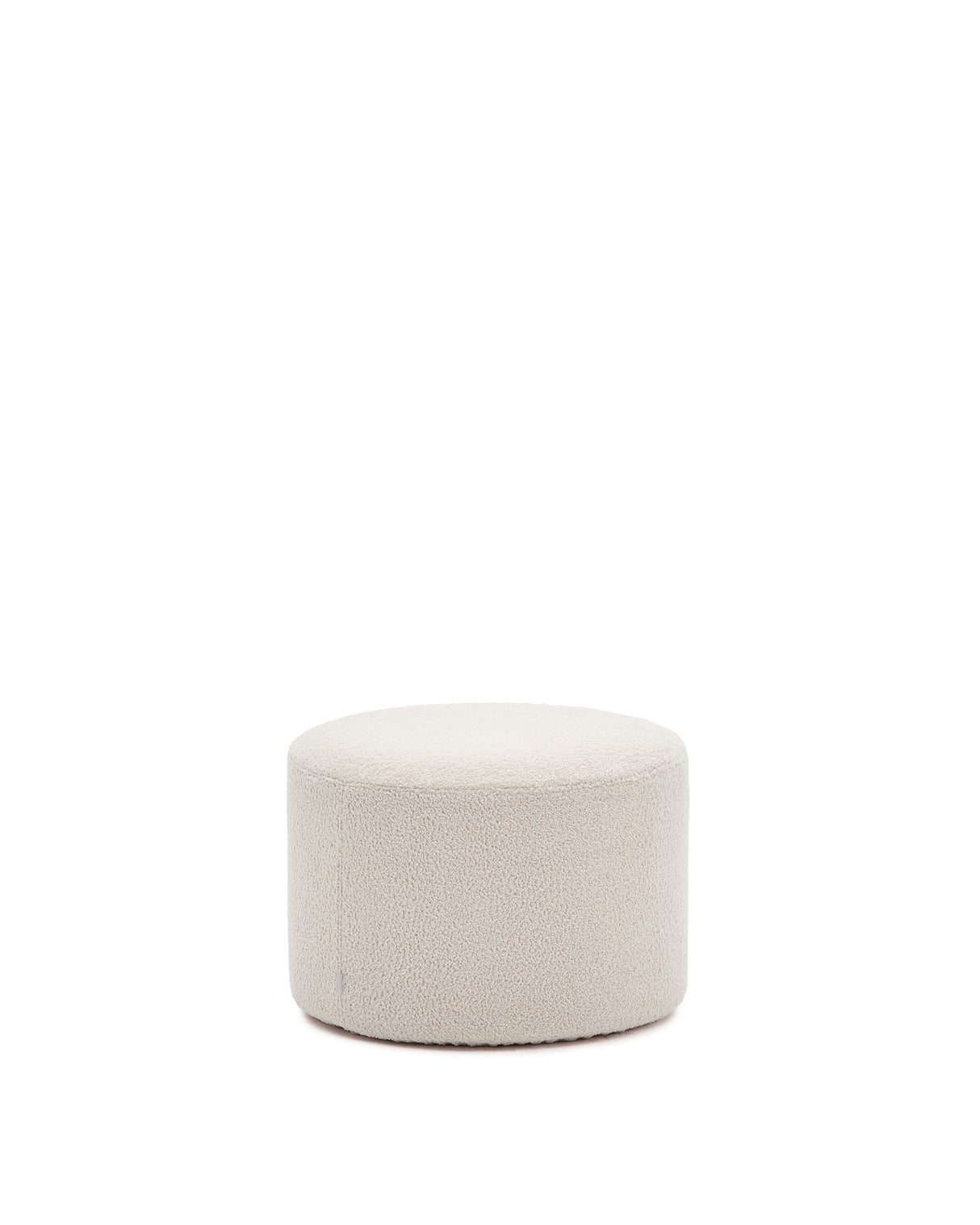 Fußhocker Kaeli mit abnehmbarem Bezug in Bouclé Farbe Écru Ø 60 cm - ZEN ZONE Furniture