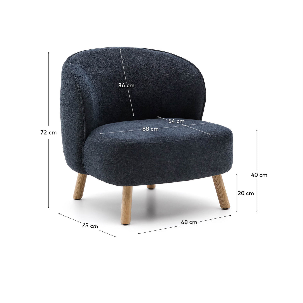 Sessel Ulit aus blau-grauem Chenille und Beinen aus massivem Buchenholz mit natürlichem Finish. - ZEN ZONE Furniture