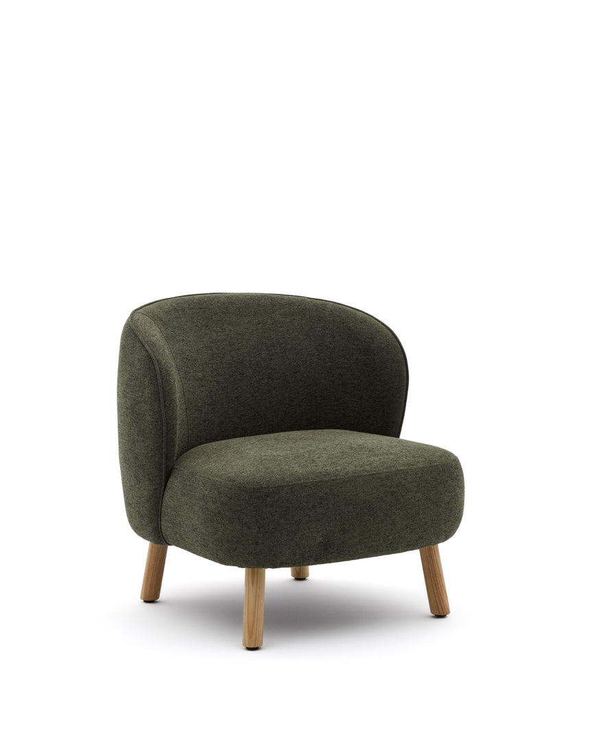 Sessel Ulit aus grünem Chenille und Beinen aus massivem Buchenholz mit natürlichem Finish - ZEN ZONE Furniture