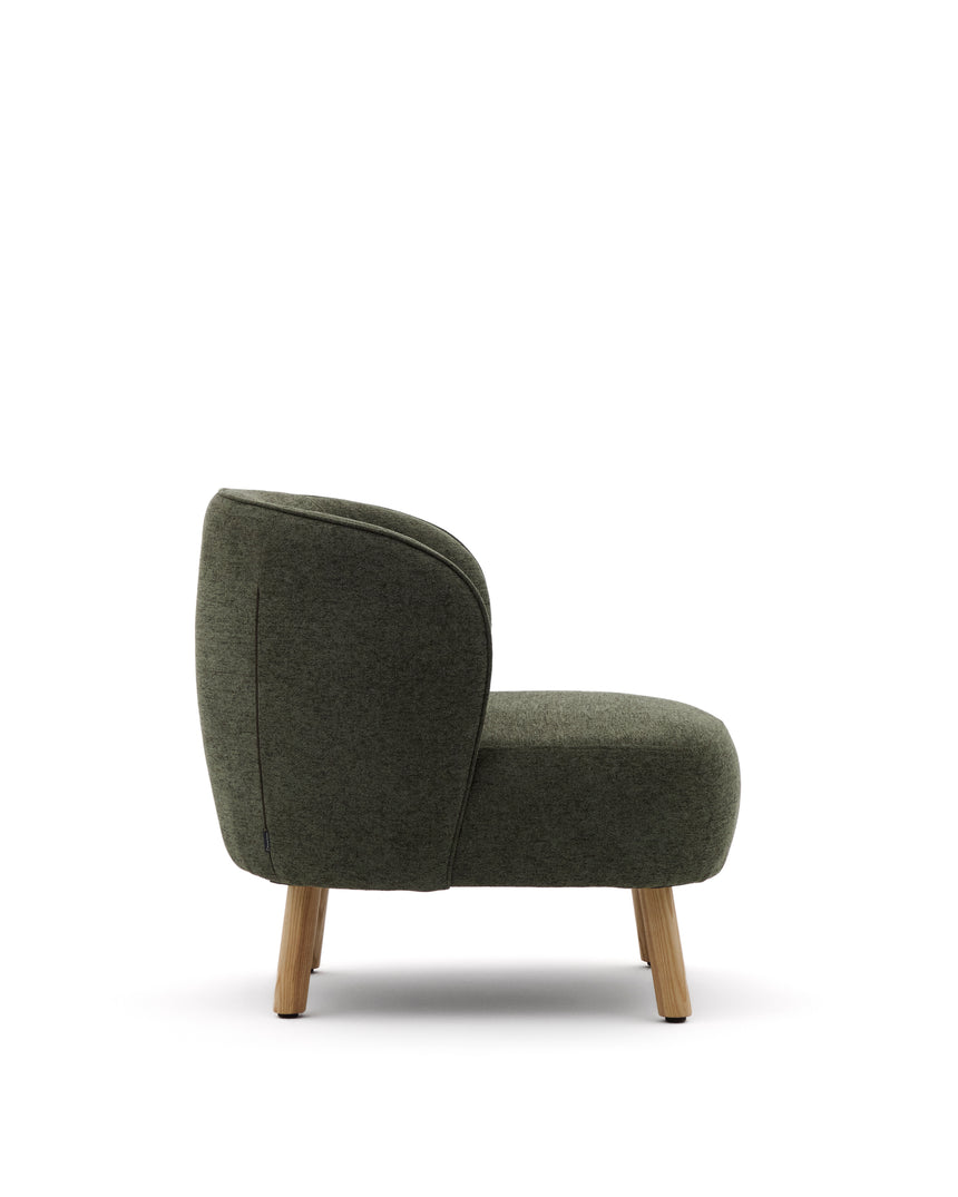 Sessel Ulit aus grünem Chenille und Beinen aus massivem Buchenholz mit natürlichem Finish - ZEN ZONE Furniture