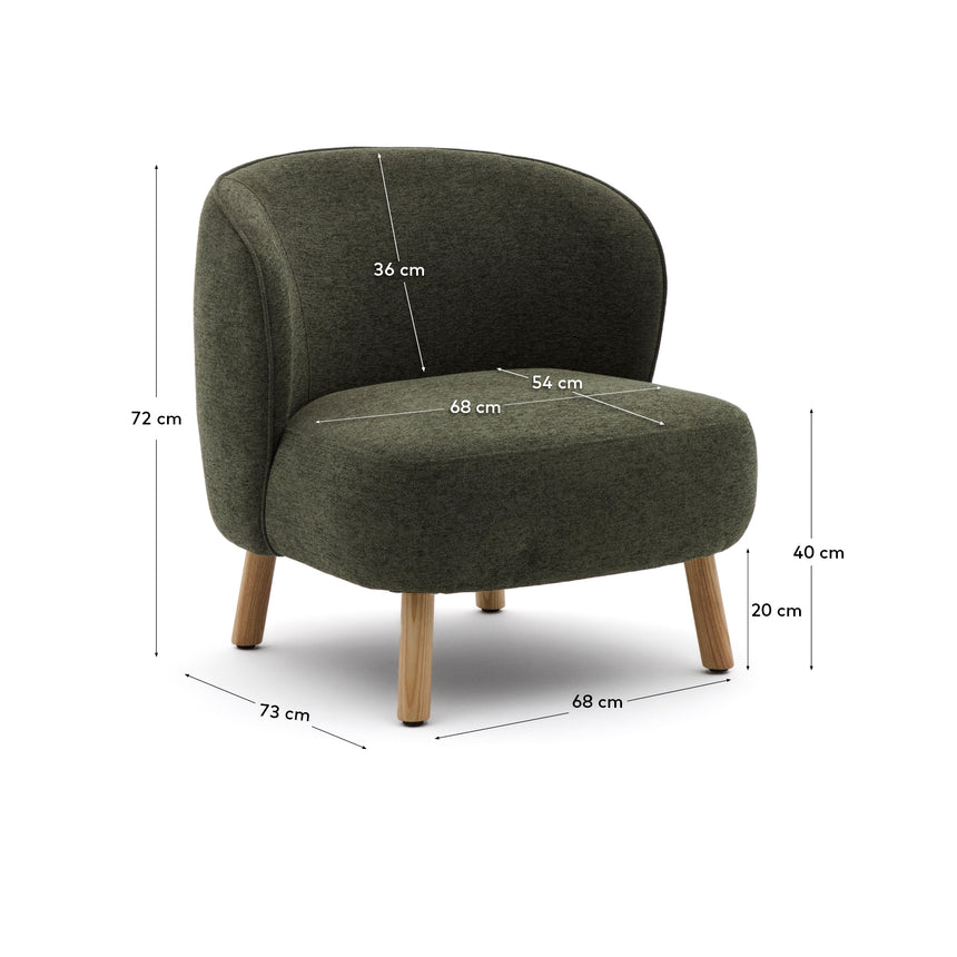 Sessel Ulit aus grünem Chenille und Beinen aus massivem Buchenholz mit natürlichem Finish - ZEN ZONE Furniture