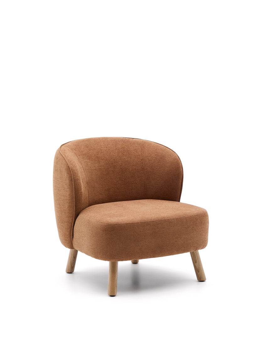 Sessel Ulit aus terrakottafarbener Chenille und Beinen aus massivem Buchenholz mit natürlichem Finish - ZEN ZONE Furniture