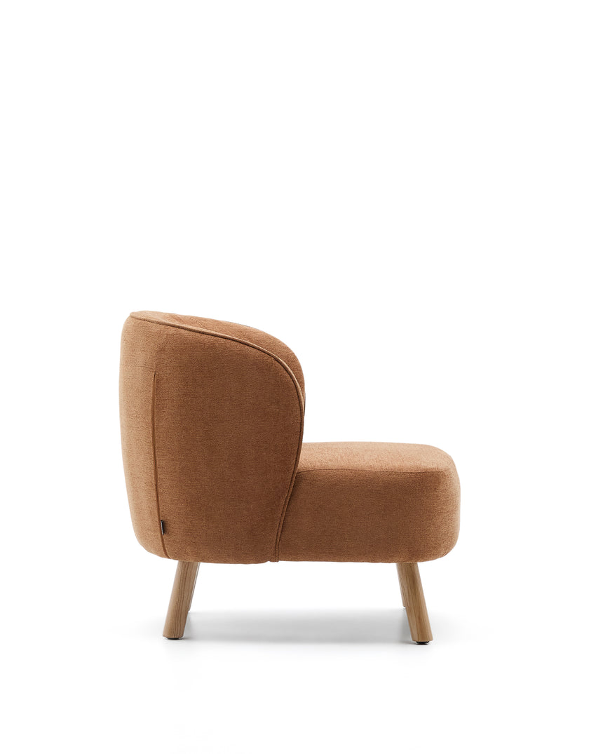 Sessel Ulit aus terrakottafarbener Chenille und Beinen aus massivem Buchenholz mit natürlichem Finish - ZEN ZONE Furniture
