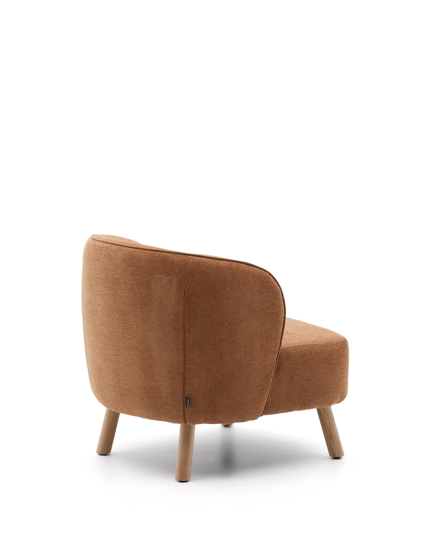 Sessel Ulit aus terrakottafarbener Chenille und Beinen aus massivem Buchenholz mit natürlichem Finish - ZEN ZONE Furniture