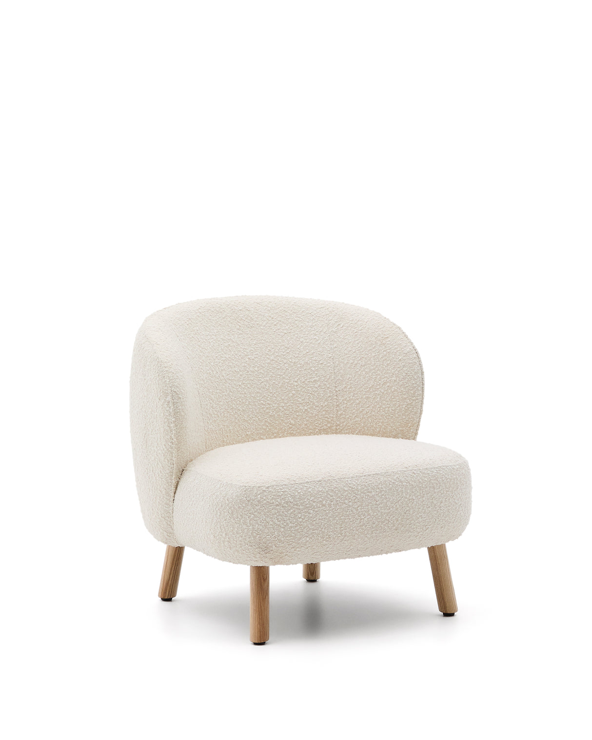 Sessel Ulit aus weißem Schaffell und Beinen aus massivem Buchenholz mit natürlichem Finish - ZEN ZONE Furniture