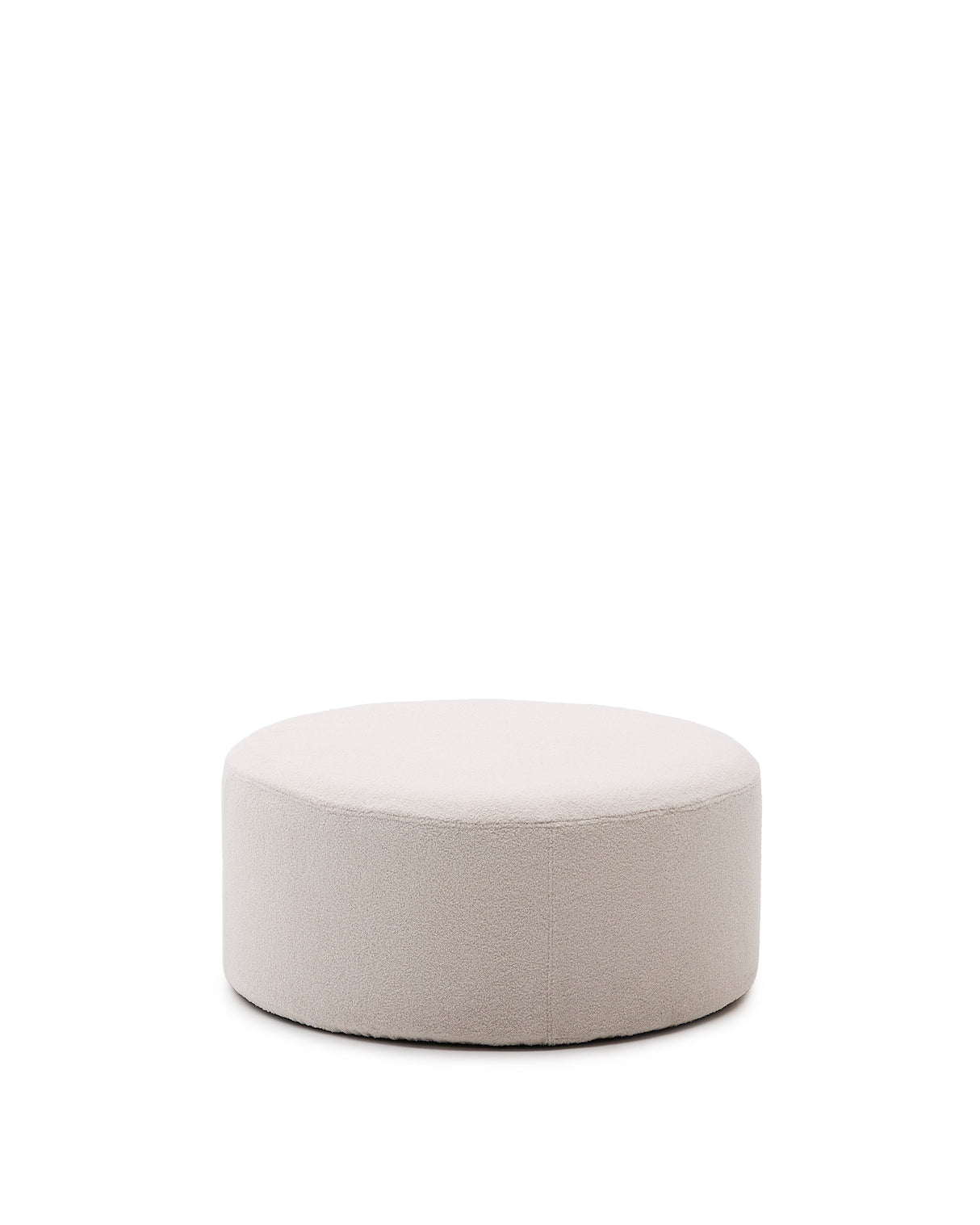 Fußhocker Kaeli mit abnehmbarem Bezug in Bouclé Farbe Écru Ø 90 cm - ZEN ZONE Furniture