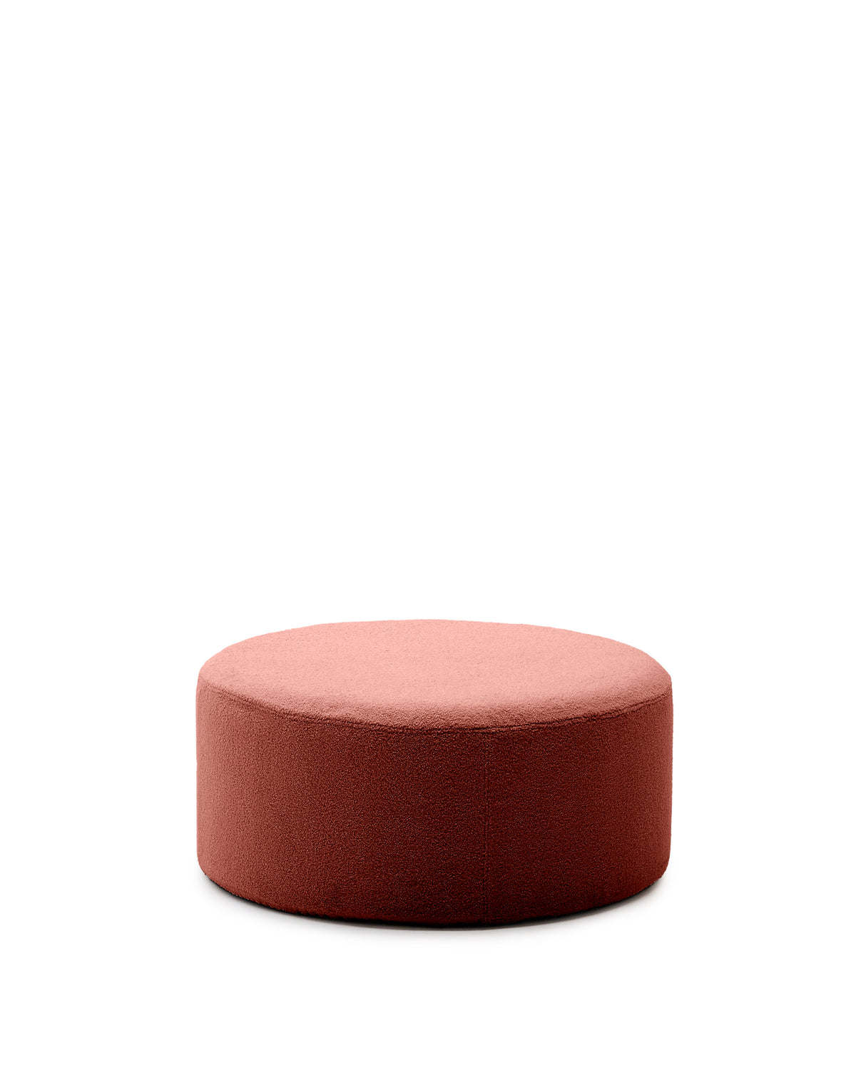 Fußhocker Kaeli mit abnehmbarem Bezug in terrakottafarbenem Bouclé Ø 90 cm - ZEN ZONE Furniture