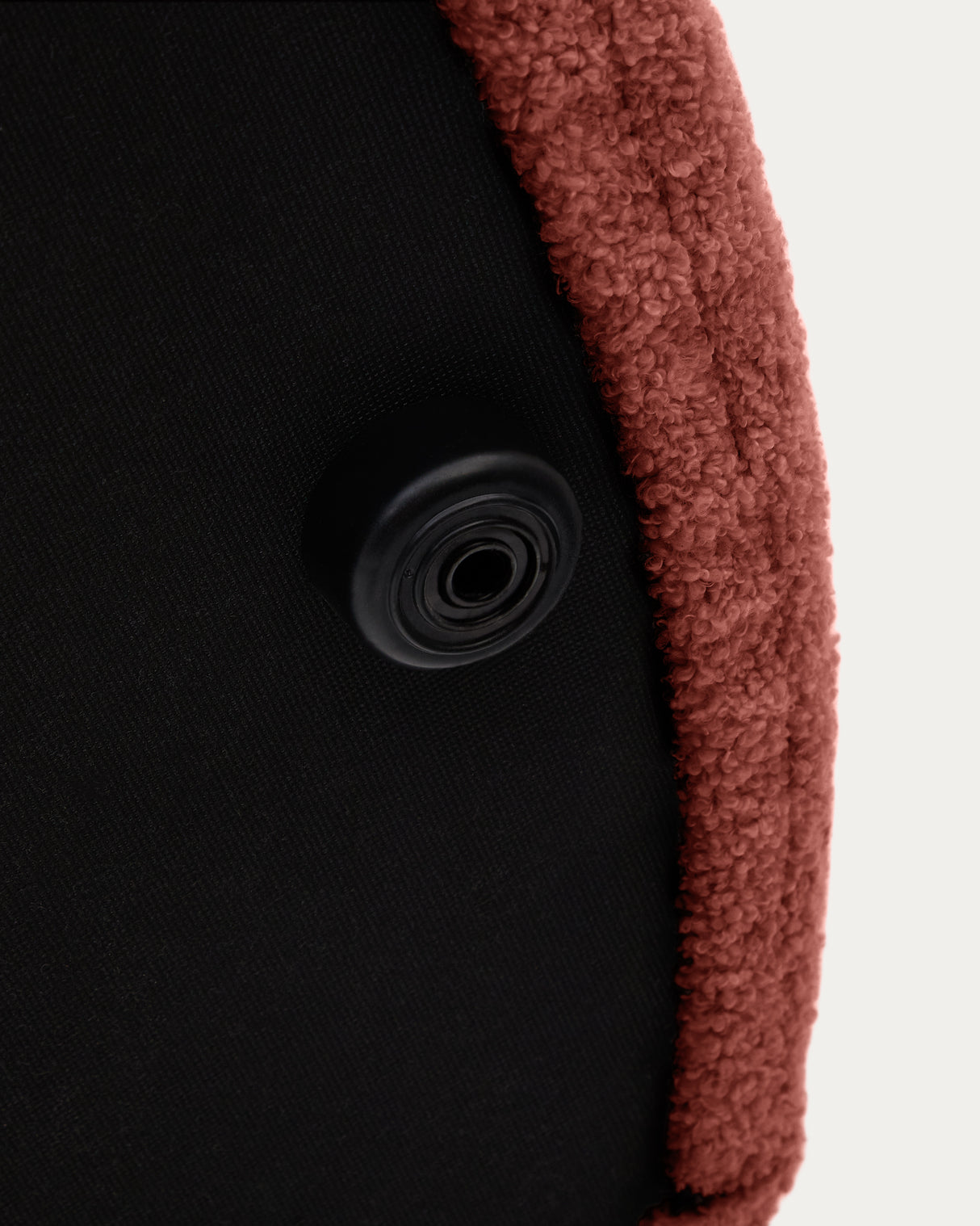 Fußhocker Kaeli mit abnehmbarem Bezug in terrakottafarbenem Bouclé Ø 90 cm - ZEN ZONE Furniture