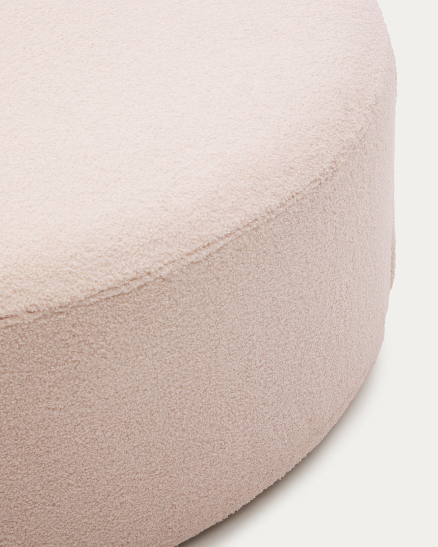Fußhocker Kaeli mit abnehmbarem Bezug in rosa Bouclé Ø 90 cm - ZEN ZONE Furniture