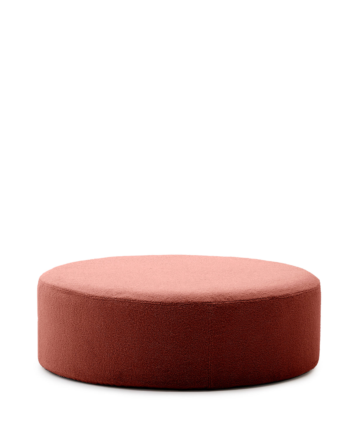 Fußhocker Kaeli mit abnehmbarem Bezug in terrakottafarbenem Bouclé Ø 120 cm - ZEN ZONE Furniture