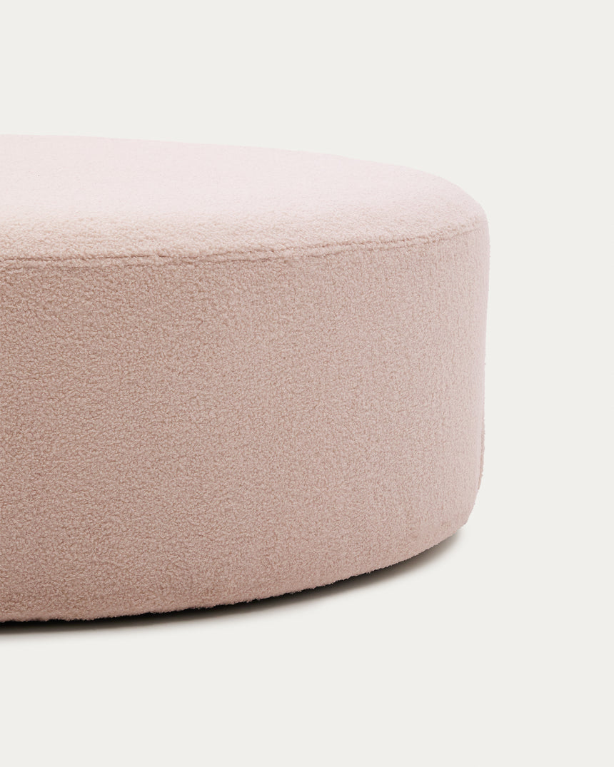 Fußhocker Kaeli mit abnehmbarem Bezug in rosa Bouclé Ø 120 cm - ZEN ZONE Furniture