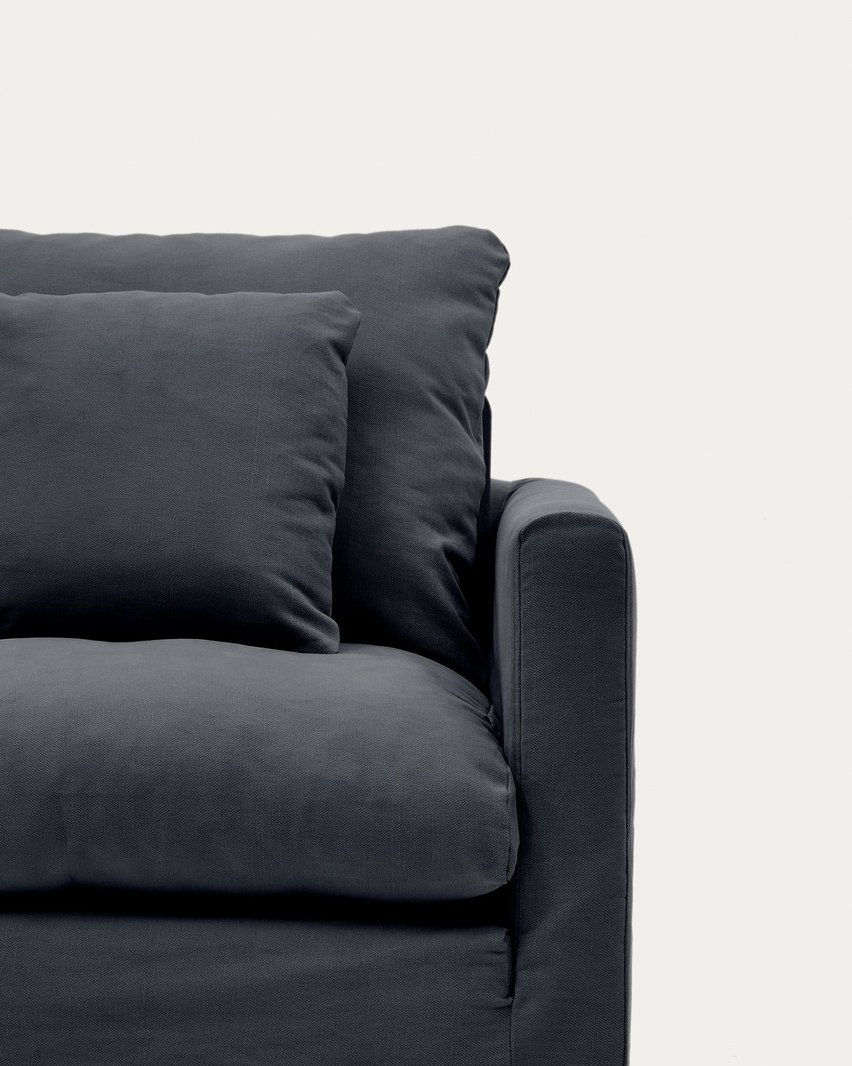 Nora Sessel mit abziehbarem Kissenbezug aus Leinen und Baumwolle anthrazitgrau 92 cm - ZEN ZONE Furniture