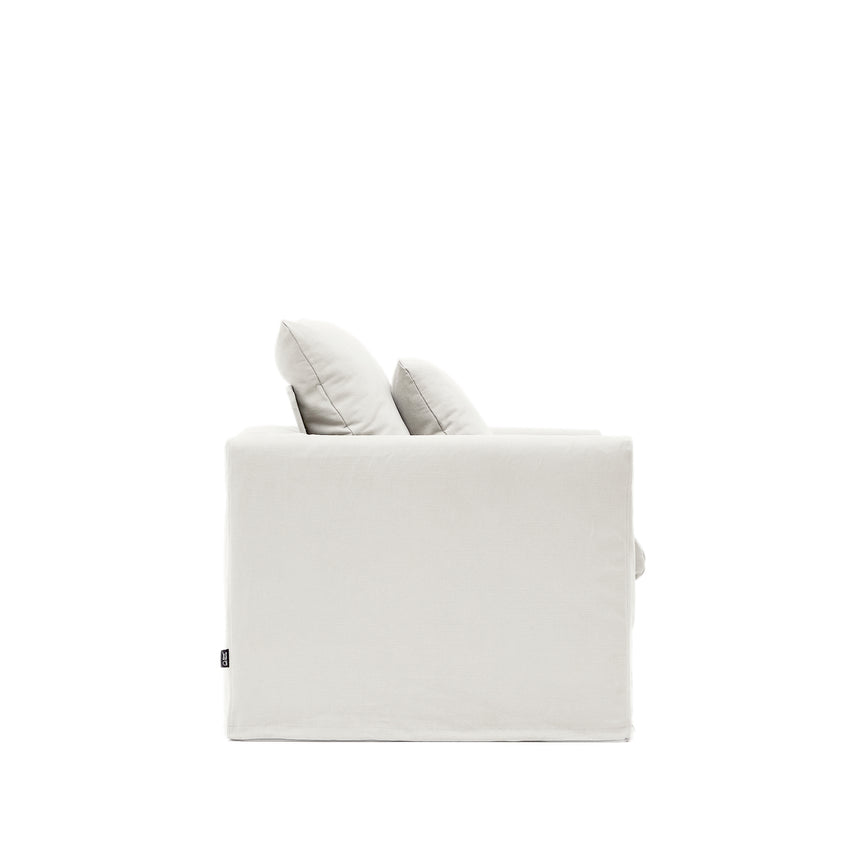 Nora Sessel mit abziehbarem Kissenbezug aus Leinen und Baumwolle naturfarben 92 cm - ZEN ZONE Furniture