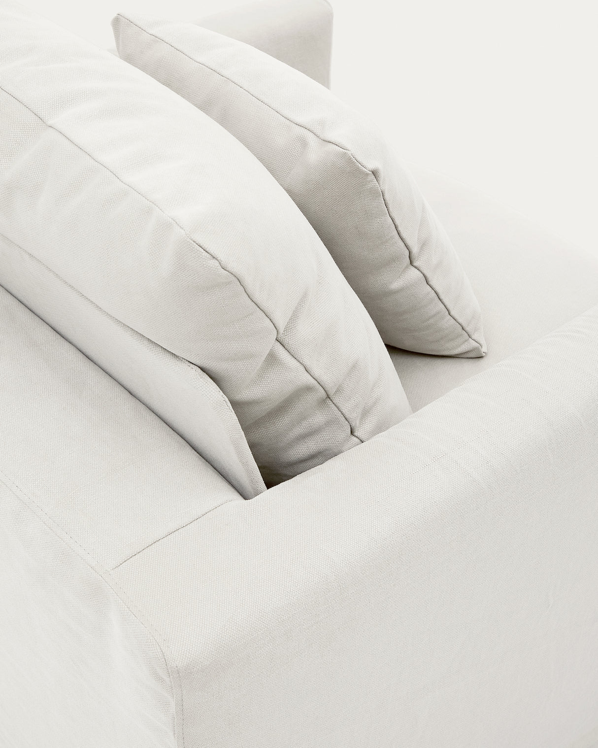 Nora Sessel mit abziehbarem Kissenbezug aus Leinen und Baumwolle naturfarben 92 cm - ZEN ZONE Furniture