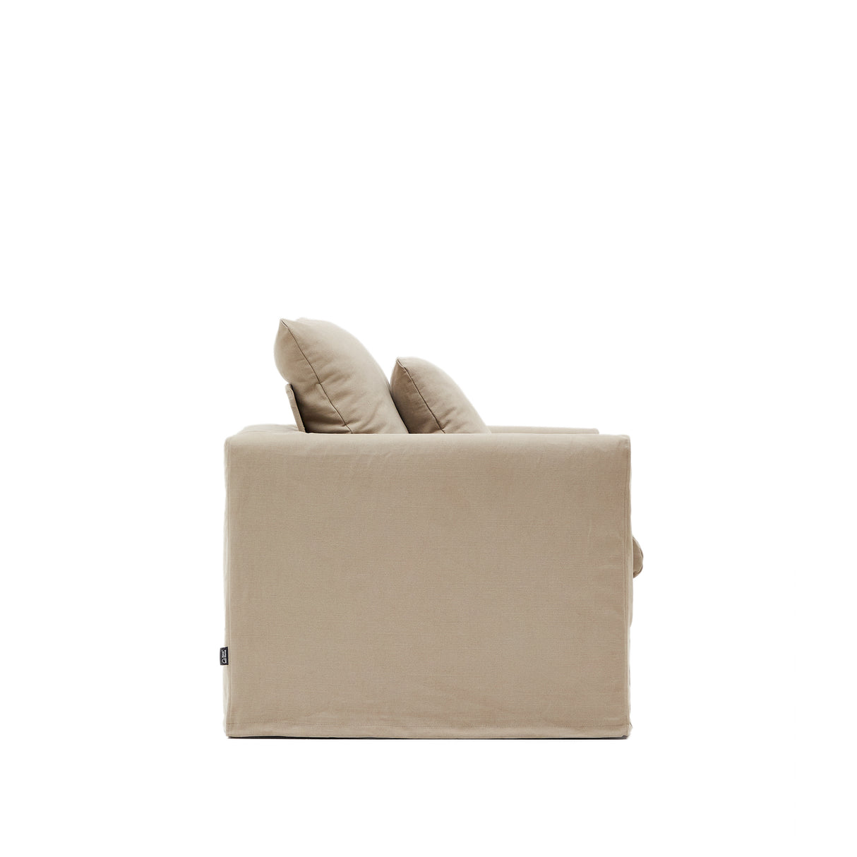 Nora Sessel mit abziehbarem Kissenbezug aus Leinen und Baumwolle taupe 92 cm - ZEN ZONE Furniture