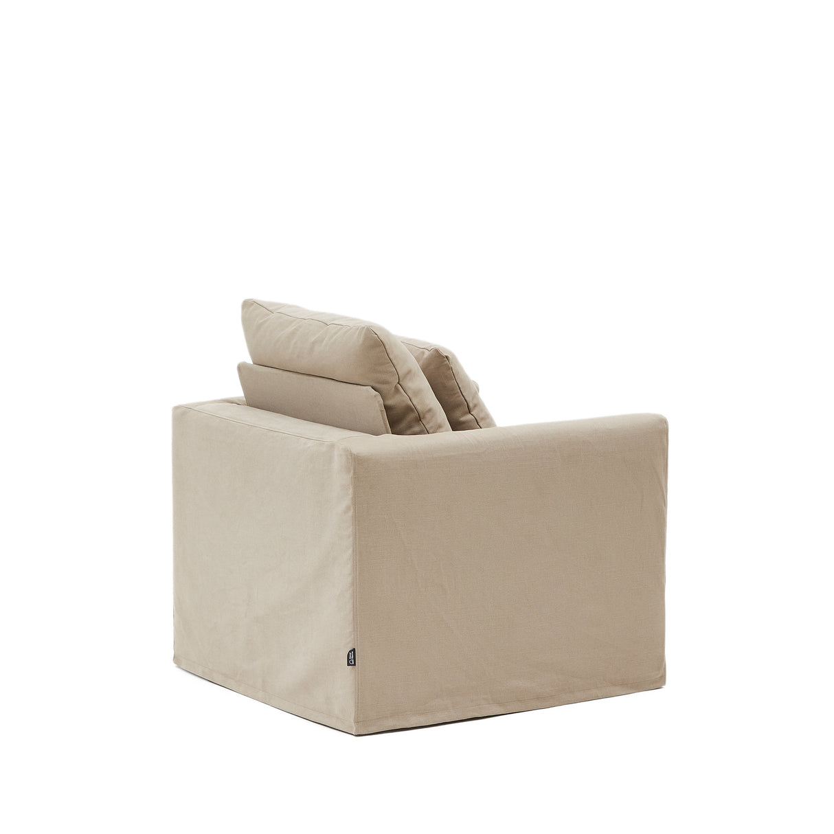 Nora Sessel mit abziehbarem Kissenbezug aus Leinen und Baumwolle taupe 92 cm - ZEN ZONE Furniture