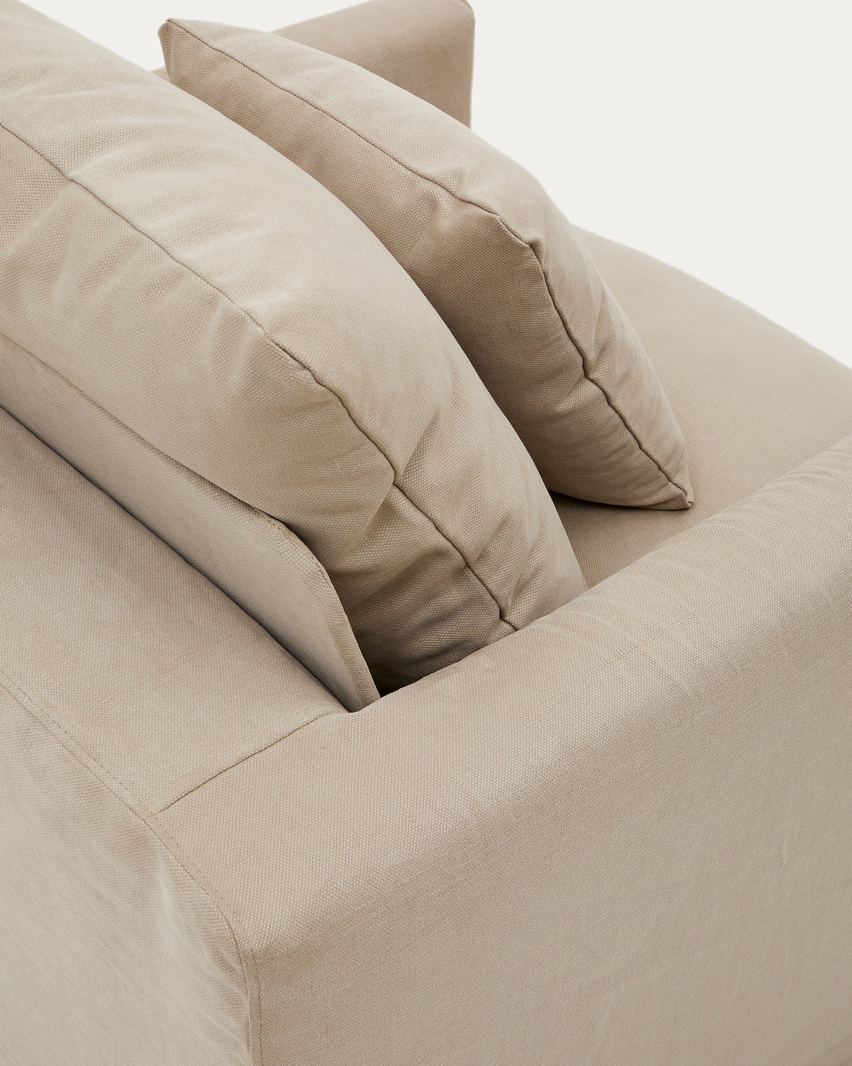 Nora Sessel mit abziehbarem Kissenbezug aus Leinen und Baumwolle taupe 92 cm - ZEN ZONE Furniture