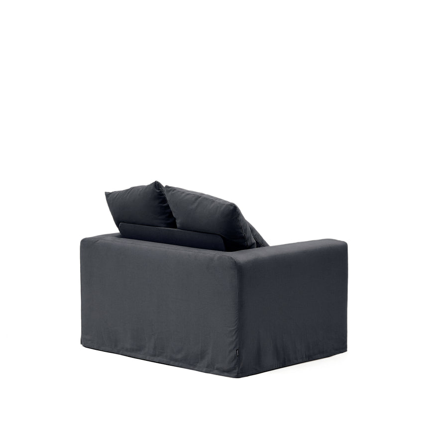 Nora Sessel mit abziehbarem Kissenbezug aus Leinen und Baumwolle anthrazitgrau 140 cm - ZEN ZONE Furniture