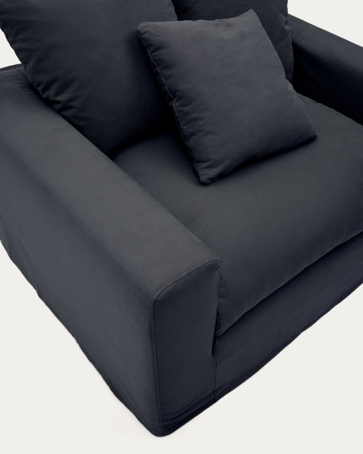 Nora Sessel mit abziehbarem Kissenbezug aus Leinen und Baumwolle anthrazitgrau 140 cm - ZEN ZONE Furniture