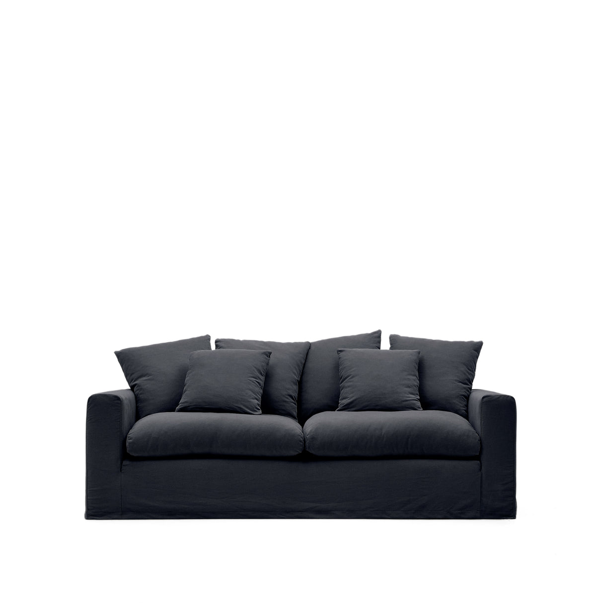 Nora 3 Sitzer Sofa mit abziehbaren Kissenbezügen aus Leinen und Baumwolle anthrazitgrau 240 cm - ZEN ZONE Furniture