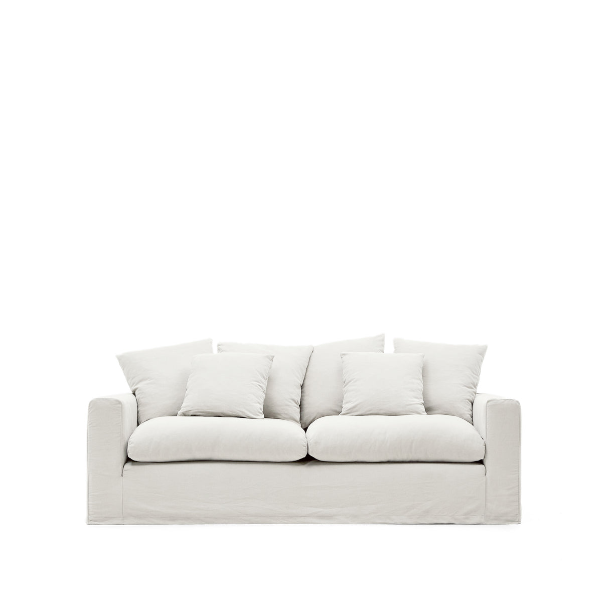 Nora 3 Sitzer Sofa mit abziehbaren Kissenbezügen aus Leinen und Baumwolle naturfarben 240 cm - ZEN ZONE Furniture