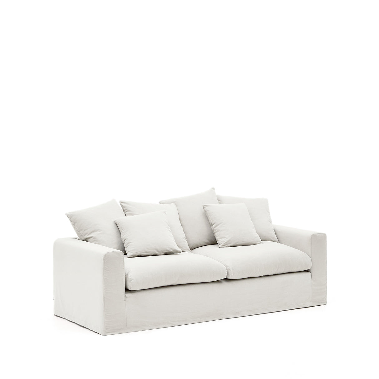 Nora 3 Sitzer Sofa mit abziehbaren Kissenbezügen aus Leinen und Baumwolle naturfarben 240 cm - ZEN ZONE Furniture