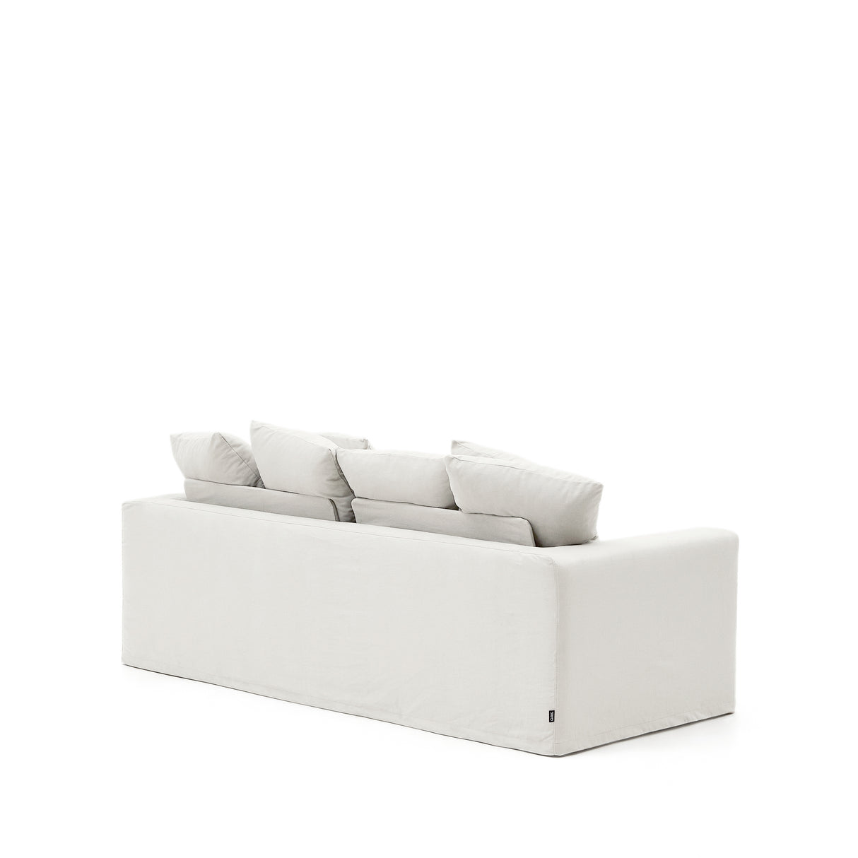 Nora 3 Sitzer Sofa mit abziehbaren Kissenbezügen aus Leinen und Baumwolle naturfarben 240 cm - ZEN ZONE Furniture