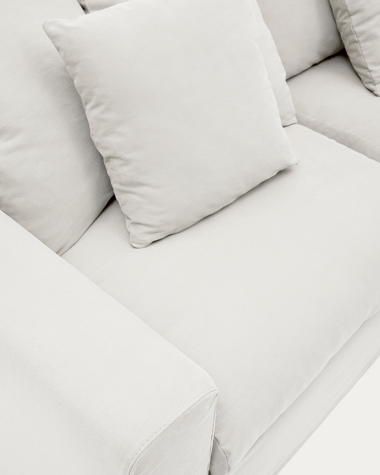 Nora 3 Sitzer Sofa mit abziehbaren Kissenbezügen aus Leinen und Baumwolle naturfarben 240 cm - ZEN ZONE Furniture