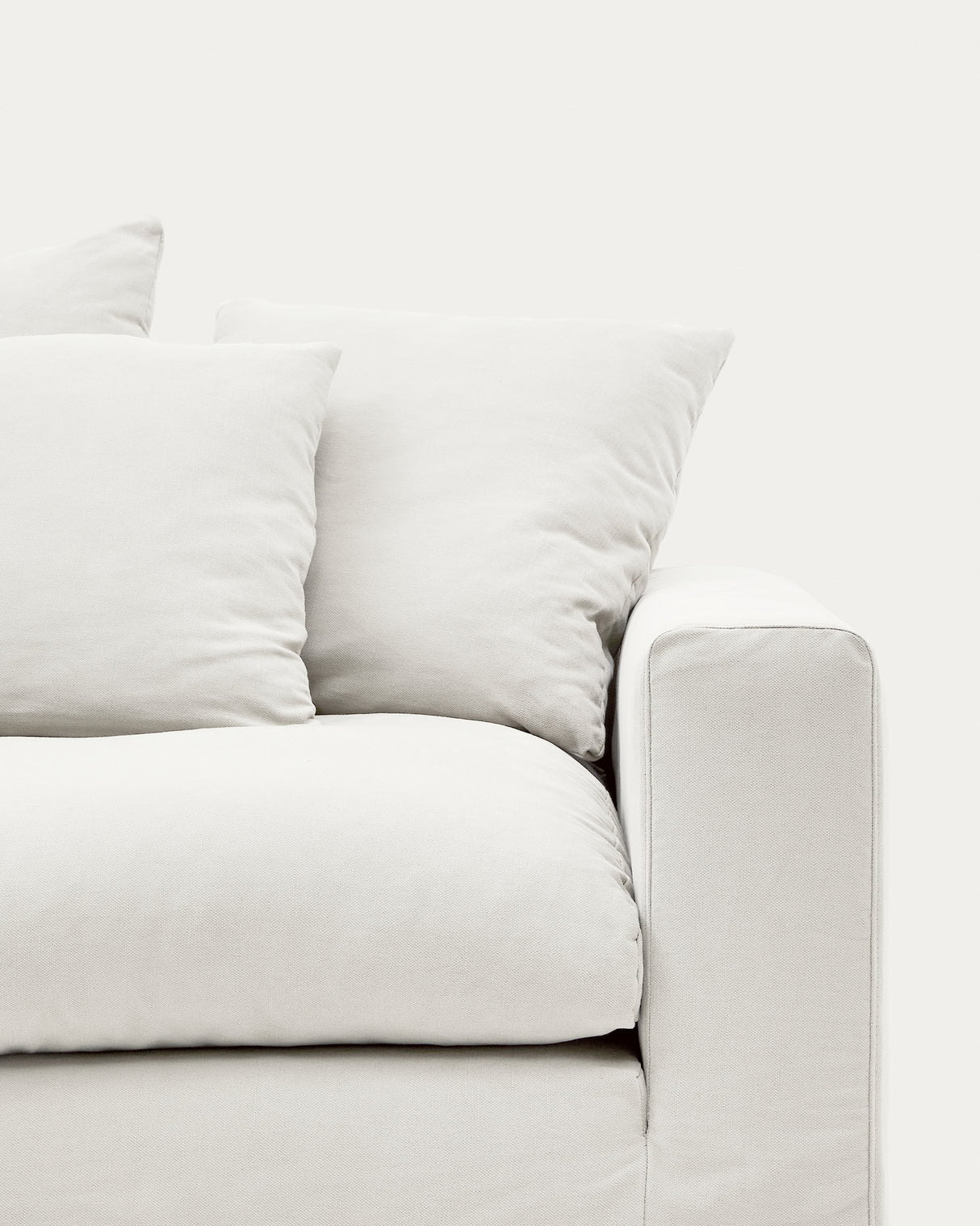 Nora 3 Sitzer Sofa mit abziehbaren Kissenbezügen aus Leinen und Baumwolle naturfarben 240 cm - ZEN ZONE Furniture