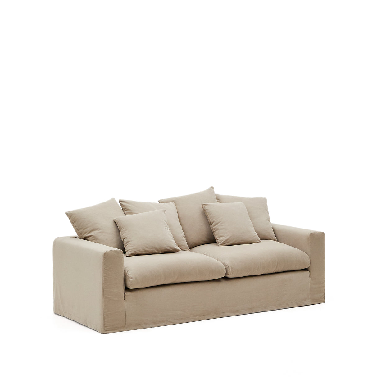 Nora 3 Sitzer Sofa mit abziehbaren Kissenbezügen aus Leinen und Baumwolle taupe 240 cm - ZEN ZONE Furniture
