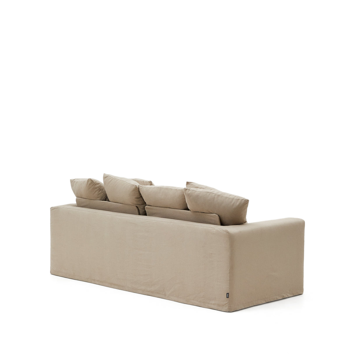 Nora 3 Sitzer Sofa mit abziehbaren Kissenbezügen aus Leinen und Baumwolle taupe 240 cm - ZEN ZONE Furniture