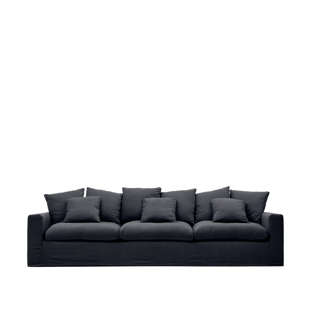Nora 4 Sitzer Sofa mit abziehbaren Kissenbezügen aus Leinen und Baumwolle anthrazitgrau 340 cm - ZEN ZONE Furniture