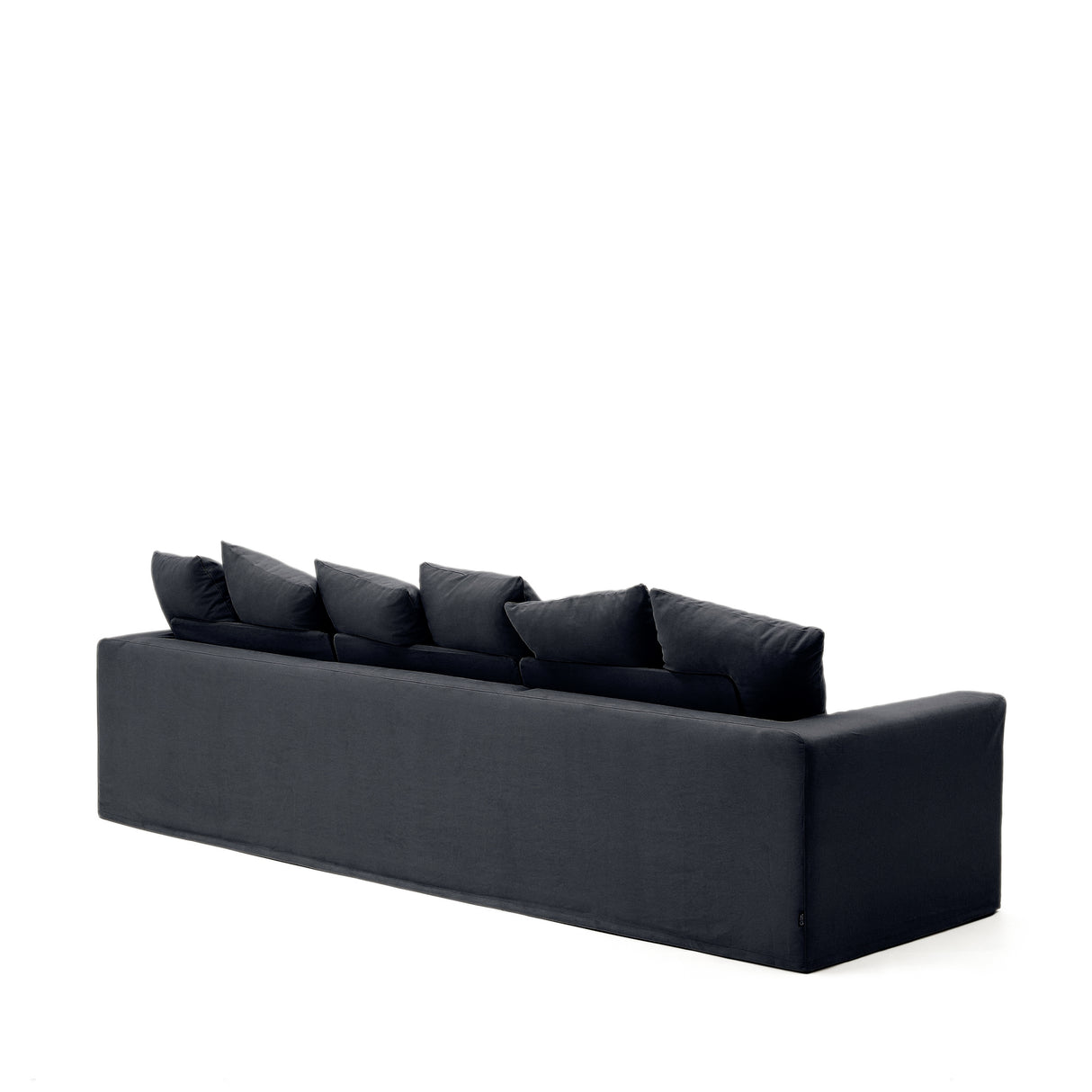 Nora 4 Sitzer Sofa mit abziehbaren Kissenbezügen aus Leinen und Baumwolle anthrazitgrau 340 cm - ZEN ZONE Furniture