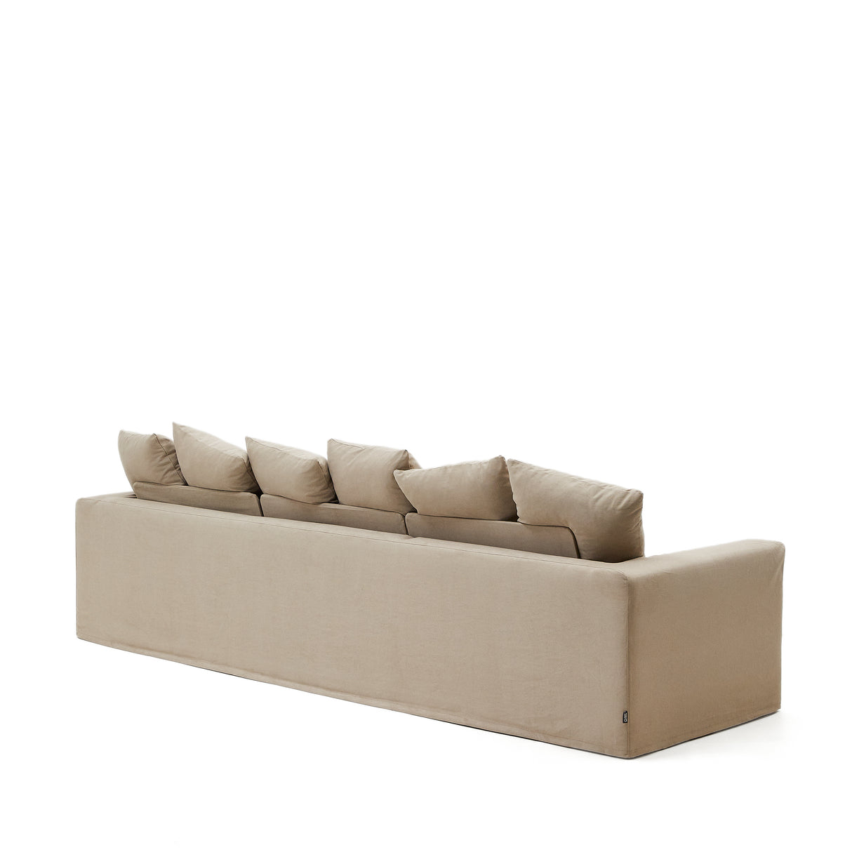 Nora 4 Sitzer Sofa mit abziehbaren Kissenbezügen aus Leinen und Baumwolle taupe 340 cm - ZEN ZONE Furniture