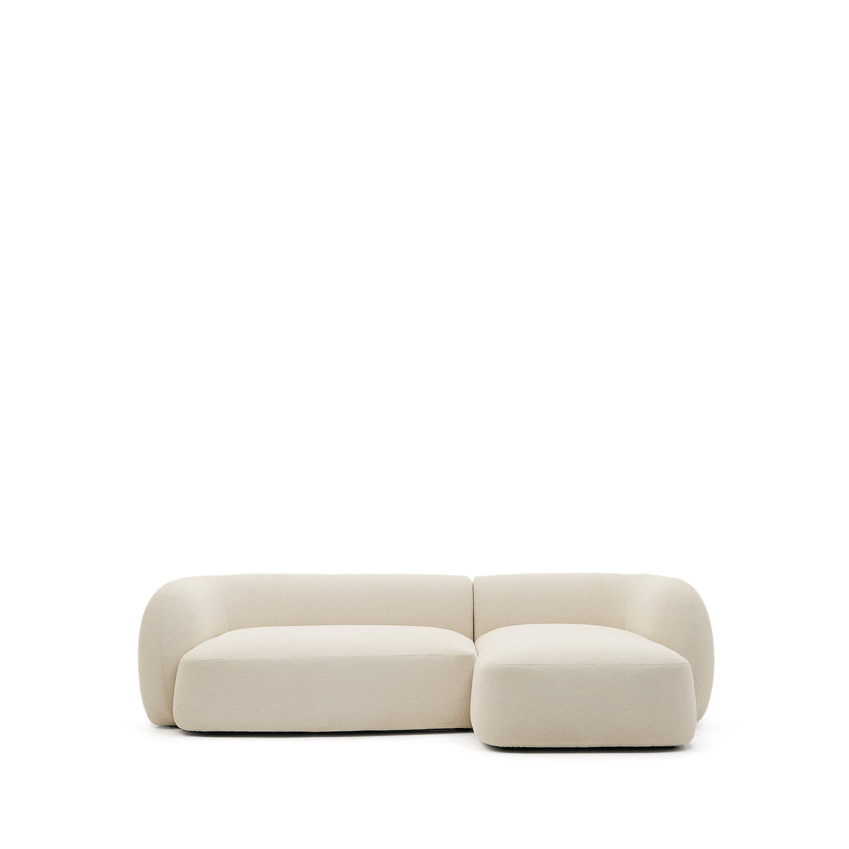 Martina modulares 3-Sitzer-Sofa in Chenille mit Chaiselongue rechts Farbe Ecru 287 cm - ZEN ZONE Furniture