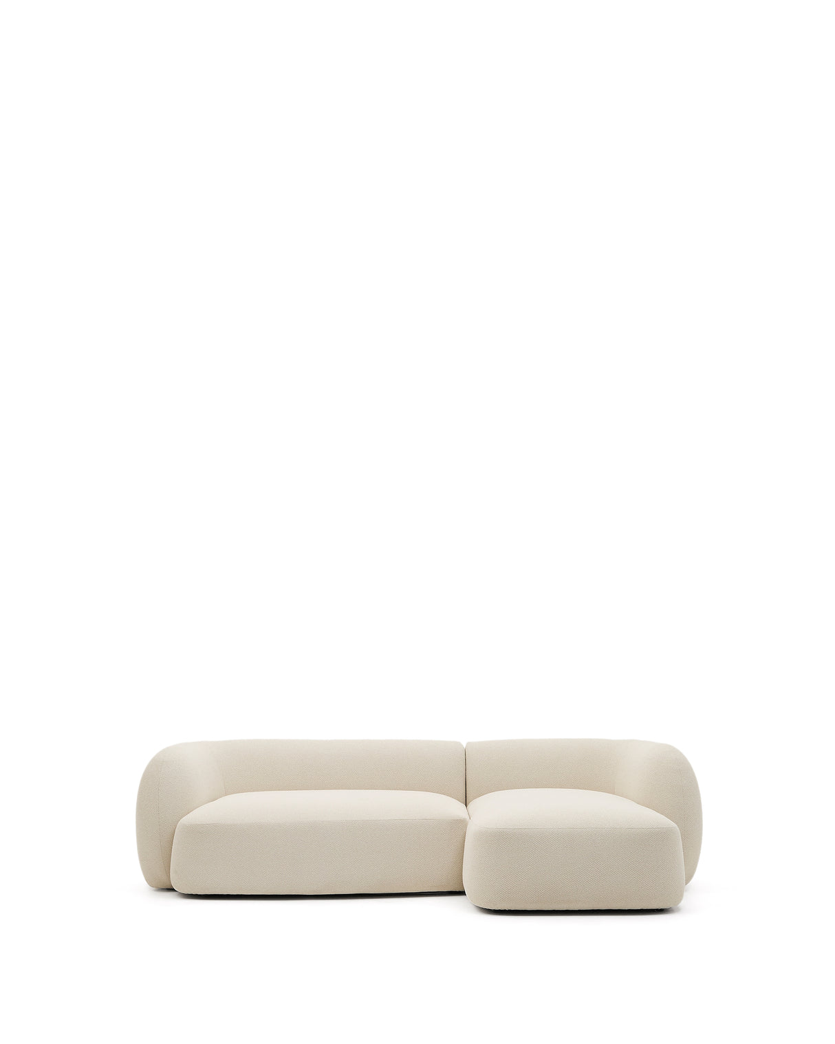 Martina modulares 3-Sitzer-Sofa in Chenille mit Chaiselongue rechts Farbe Ecru 287 cm - ZEN ZONE Furniture