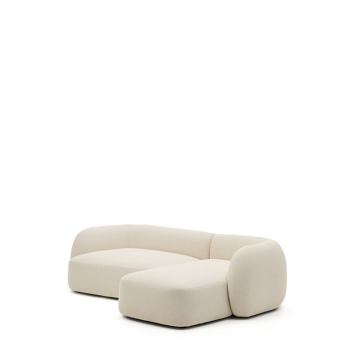 Martina modulares 3-Sitzer-Sofa in Chenille mit Chaiselongue rechts Farbe Ecru 287 cm - ZEN ZONE Furniture