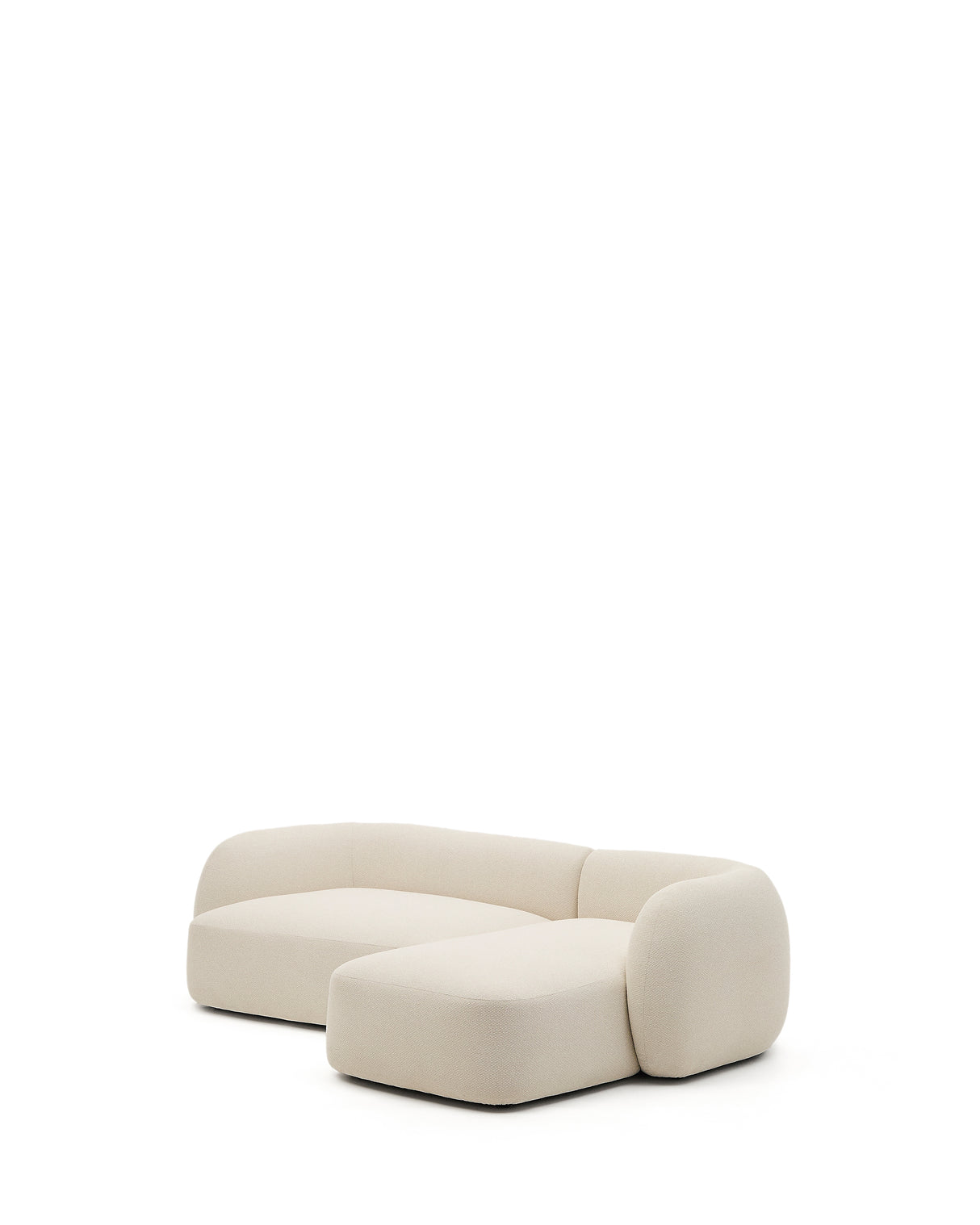 Martina modulares 3-Sitzer-Sofa in Chenille mit Chaiselongue rechts Farbe Ecru 287 cm - ZEN ZONE Furniture