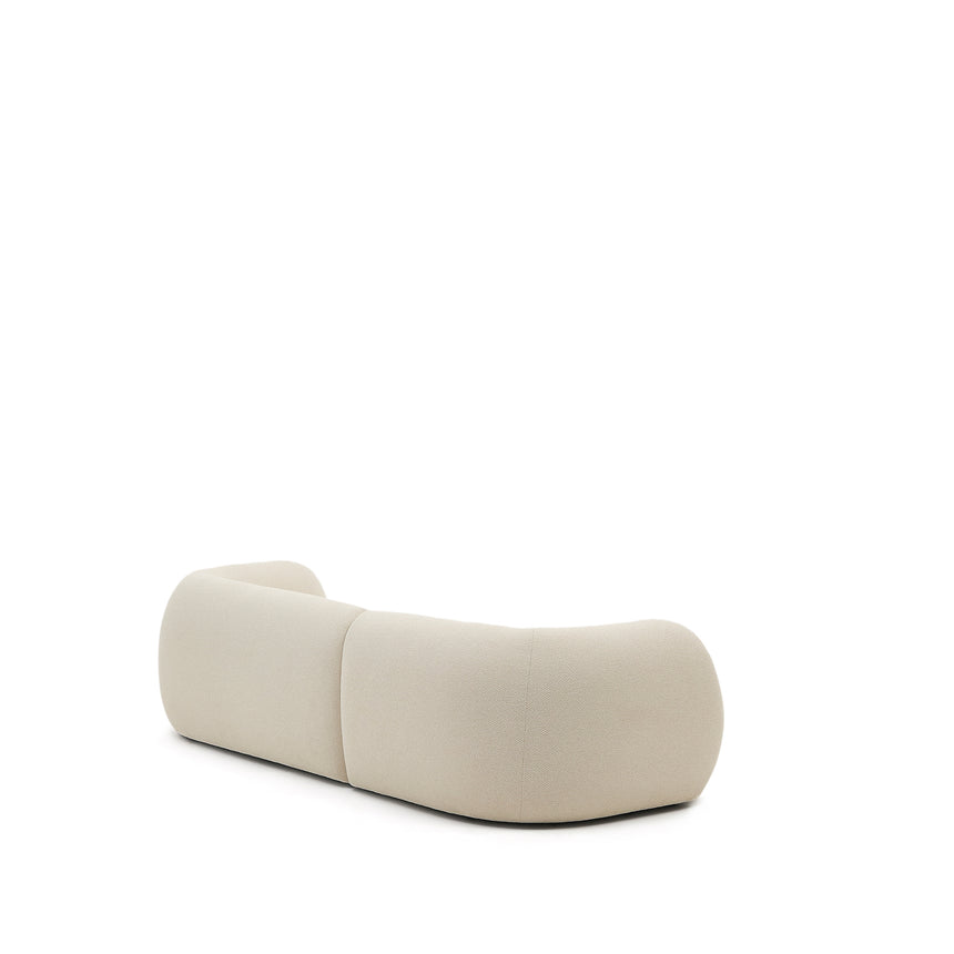Martina modulares 3-Sitzer-Sofa in Chenille mit Chaiselongue rechts Farbe Ecru 287 cm - ZEN ZONE Furniture