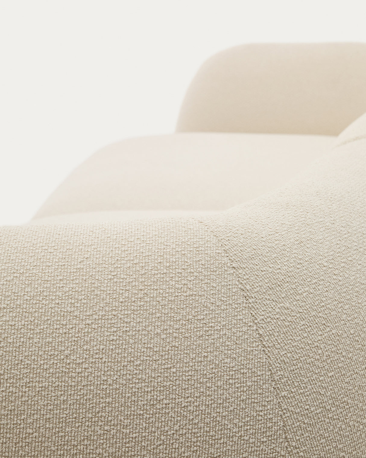 Martina modulares 3-Sitzer-Sofa in Chenille mit Chaiselongue rechts Farbe Ecru 287 cm - ZEN ZONE Furniture