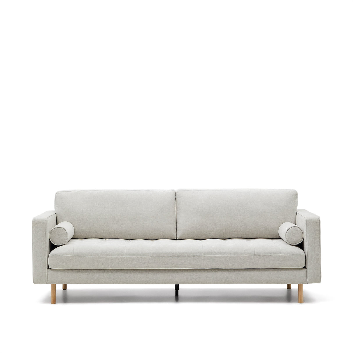 Debra 3-Sitzer-Sofa mit Bezug in perlfarbener Chenille Beine Finish natur 222 cm - ZEN ZONE Furniture