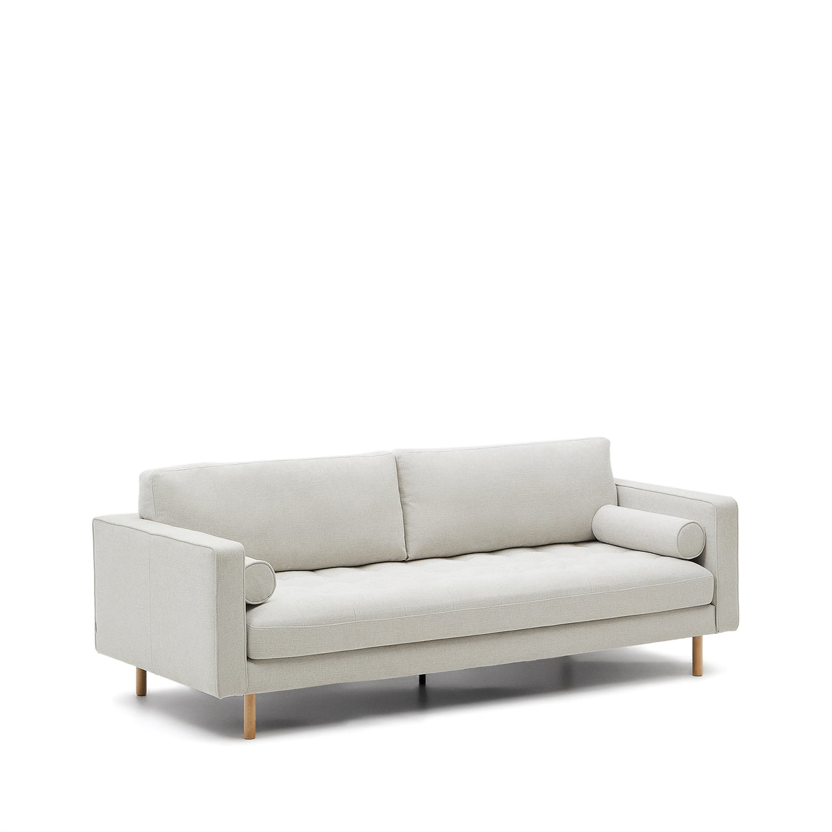 Debra 3-Sitzer-Sofa mit Bezug in perlfarbener Chenille Beine Finish natur 222 cm - ZEN ZONE Furniture