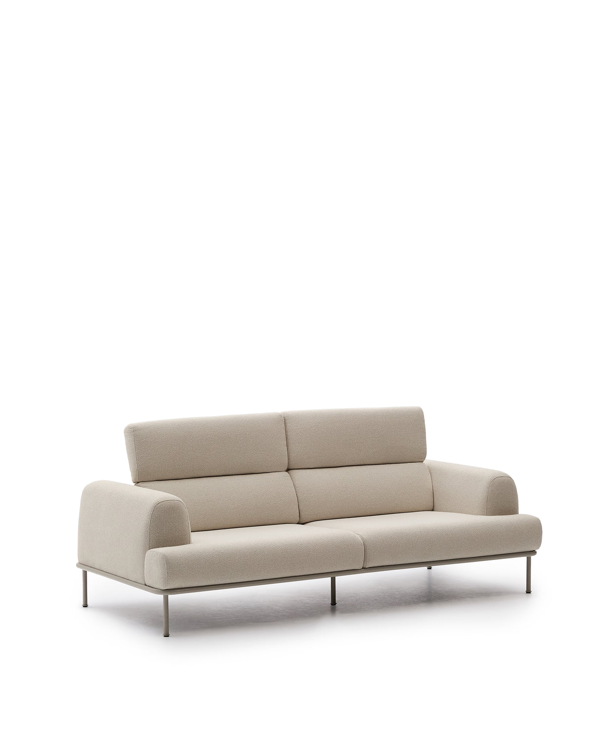 Sofa Aurum 3-Sitzer ecru mit verstellbarer Kopfstütze und mattbeigem Metallgestell 234 cm FSC Mix Credit - ZEN ZONE Furniture