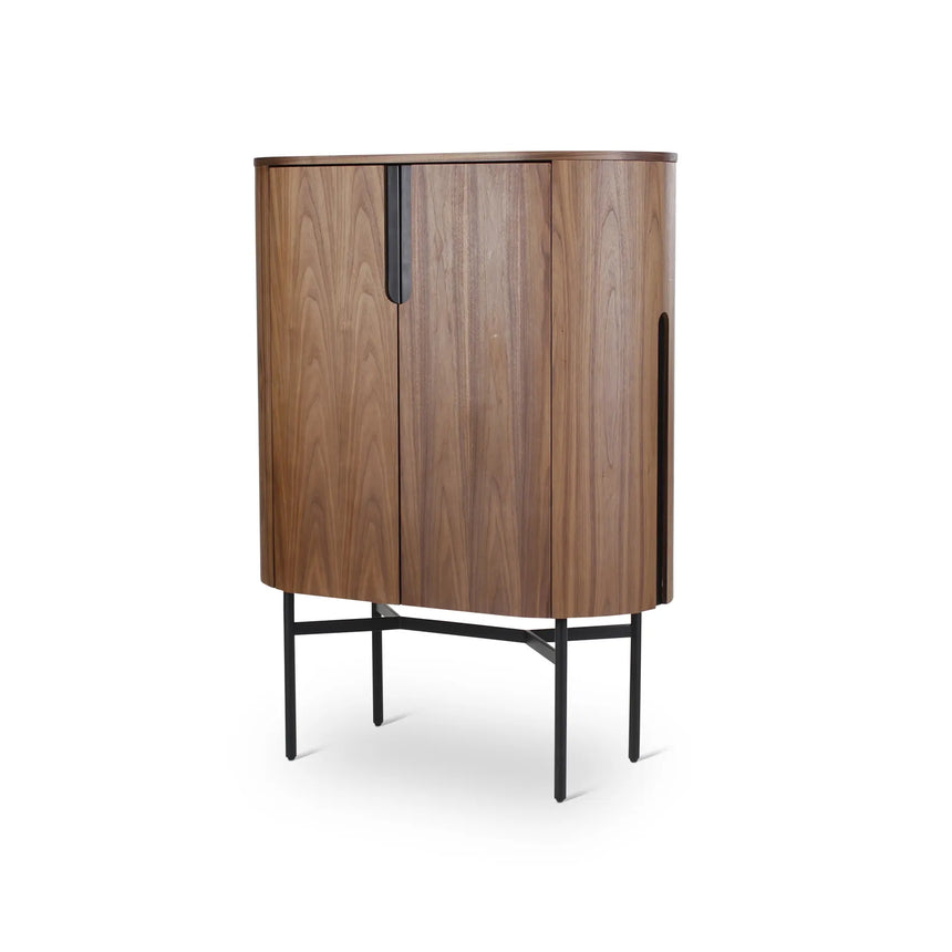 Kommode Amandine aus Walnussfurnier in braun, 90x50x130 cm - ZEN ZONE Furniture