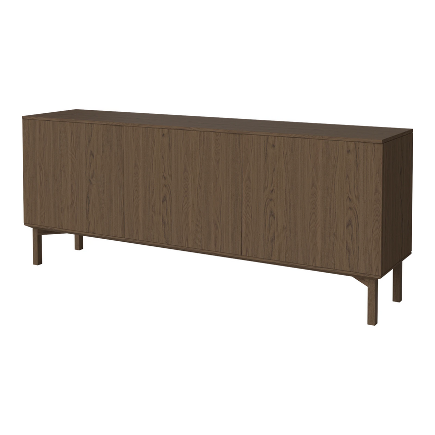 Silent Sideboard avec piétement en bois, en chêne huilé, 200x45 cm