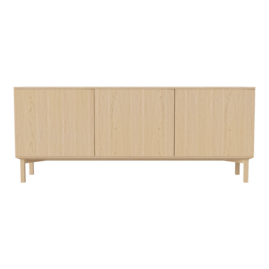 Silent Sideboard avec piétement en bois, en chêne huilé, 200x45 cm