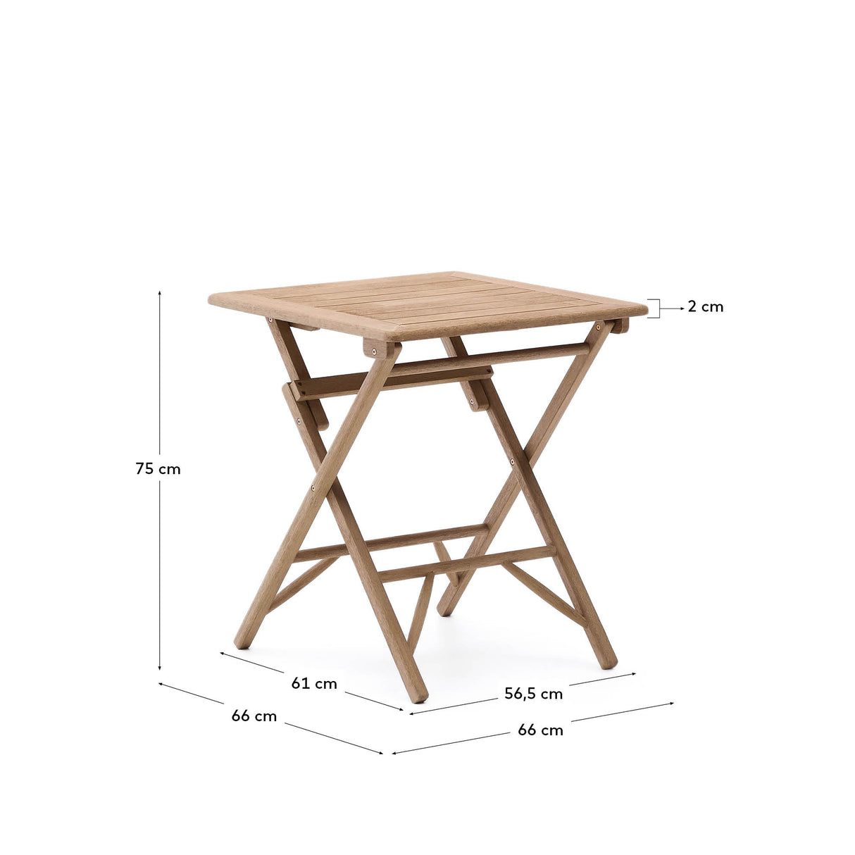 Klapptisch Dandara aus massivem Akazienholz, 66 x 66 cm, FSC 100 % - ZEN ZONE Furniture